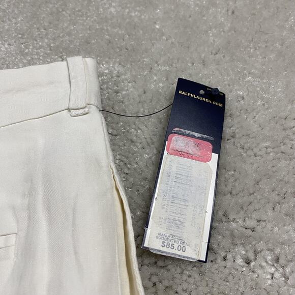 VTG Polo Ralph Lauren Shorts Mens 38 White Linen Silk Pleated Chino Summer - Picture 3 of 10